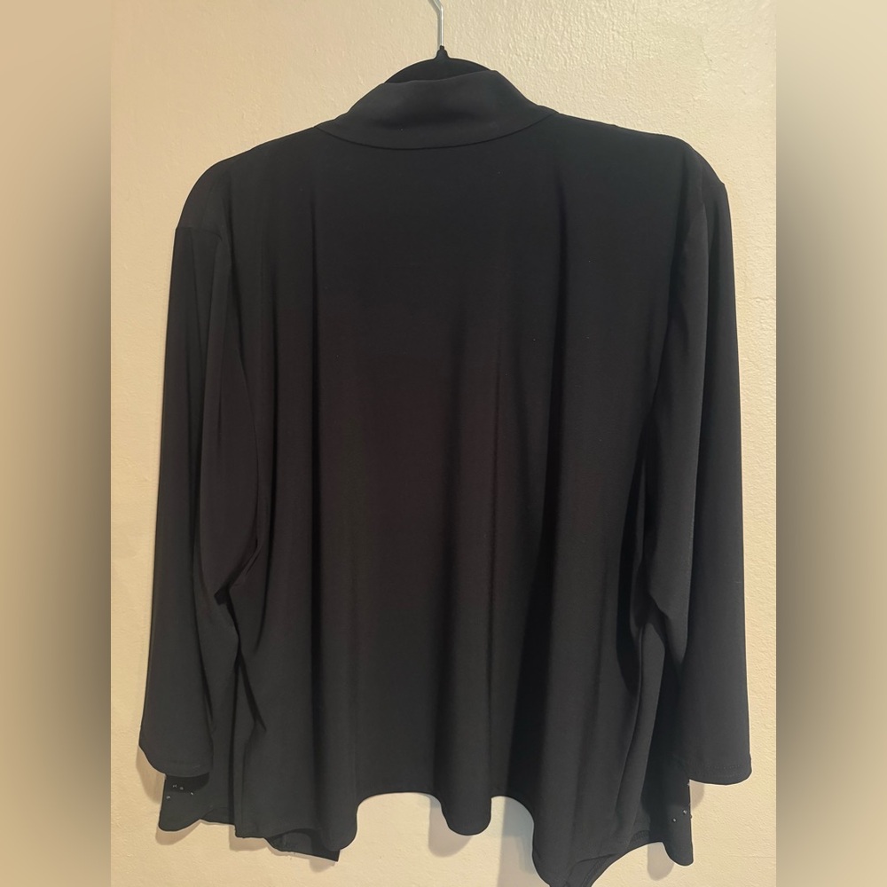 R&M Richards Black Open Cardigan with Black Faceted Sparkly Embellishments USA - Picture 2 of 6
